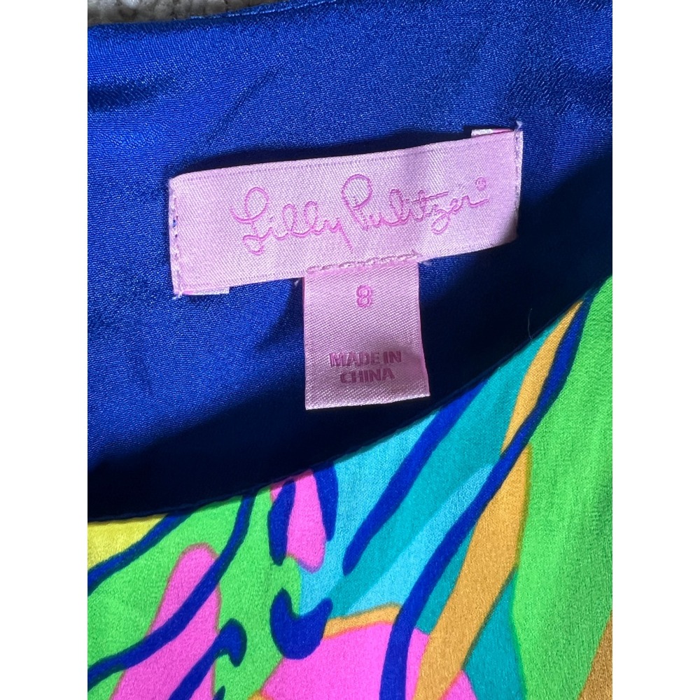 Lilly Pulitzer Carol Shift Dress Multi Hot Spot Neon Floral 3/4 Sleeve 81637 8 - Picture 4 of 9